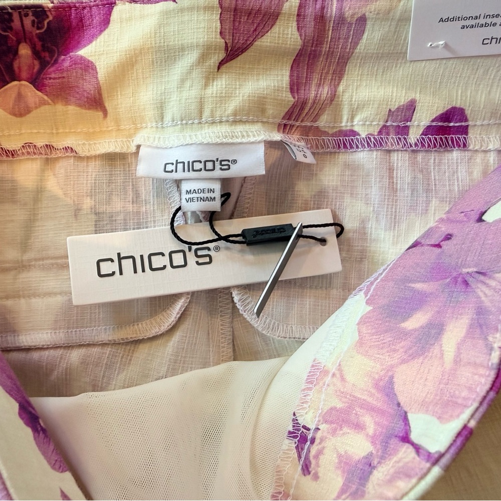 NWT CHICOS Women's Floral Wide-Leg Pants - Purple/Orchid - Picture 2 of 6